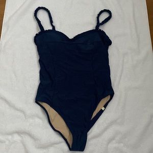 Blue one piece summersalt bathing suit